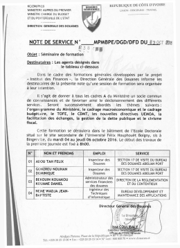 note de service n°238 - Douanes de Côte d`Ivoire