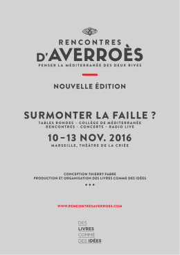 SURMONTER LA FAILLE ? 10 - 13 NOV. 2016