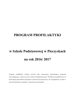 Szkolny program profilaktyk w Szkole Podstawowej w Pieczyskach