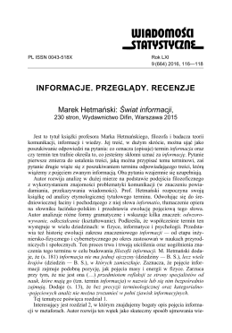 Świat informacji, 230 stron, Wydawnictwo Dyfin, Warszawa 2015