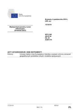 12124/16 KD/el DGC 2A Umowa między Unią Europejską a Islandią