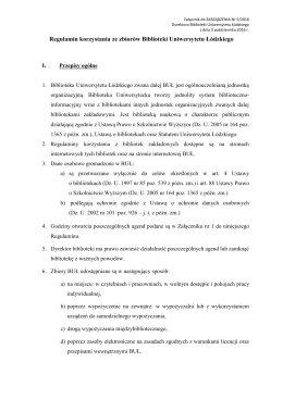 Regulamin korzystania ze zbiorów Biblioteki Uniwersytetu Łódzkiego