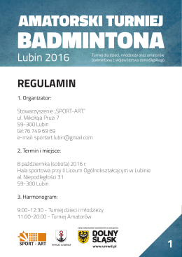 Regulamin - Polish International Badminton