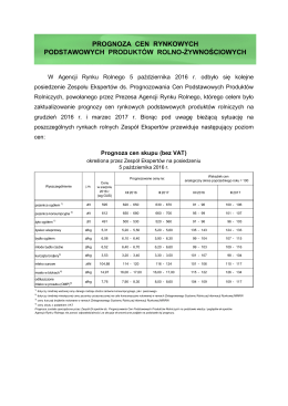 prognoza cen rynkowych podstawowych produktów rolno