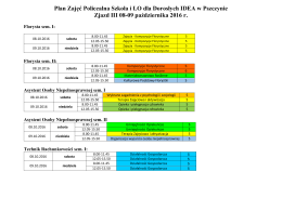 Plan Zajęć na III Zjazd 8-9 października 2016 r. dla Policealnej