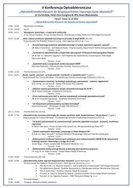 Program II Konferencji Optoelektronicznej