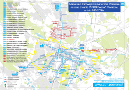 Mapa sieci tramwajowej na terenie Poznania na czas