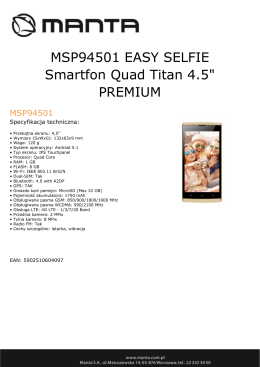 MSP94501 EASY SELFIE Smartfon Quad Titan 4.5" PREMIUM