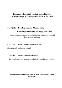 Program odborných seminárov na Katedre Mikrobiológie a Virológie