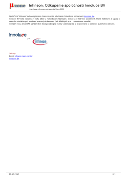 Infineon: Odkúpenie spoločnosti Innoluce BV