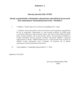 Dodatok č. 2 k Internej smernici číslo 15/2015 Zásady