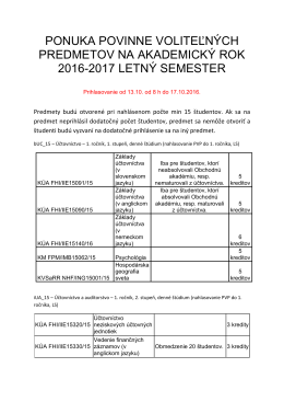 ponuka povinne volit. predmet. na LS a.r. 2016/2017