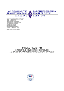 indeks registar - Zavod za javno zdravstvo Kantona Sarajevo