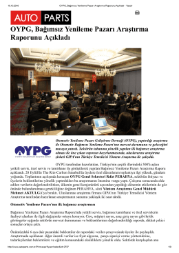 OYPG, Bağımsız Yenileme Pazarı Araştırma Raporunu Açıkladı