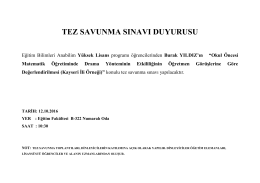tez savunma sınavı duyurusu - Erciyes Üniversitesi Eğitim Bilimleri