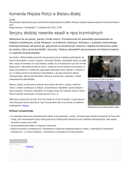 Komenda Miejska Policji w Bielsku-Białej Seryjny złodziej rowerów