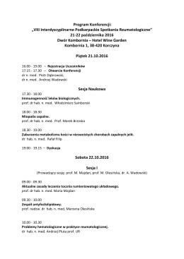 Program Konferencji: „VIII Interdyscyplinarne Podkarpackie