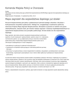 Komenda Miejska Policji w Chorzowie Mapa zagrożeń dla
