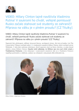 Hillary Clinton tajně navštívila Vladimira Putina! V