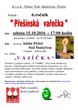 Pozvánka - PŘEŠÍNSKÁ VAŘEČKA 2016