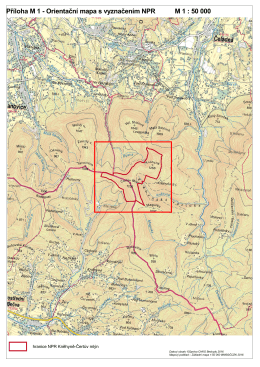 Příloha M 1 - Orientační mapa s vyznačením NPR M 1 : 50 000