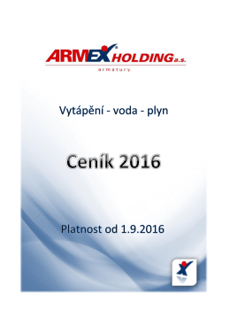 Kompletní ceník - ARMEX Holding, as