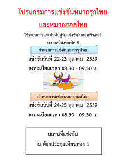 โปรแกรมการแข่งขันหมากรุกไทย และหมากฮอสไทย