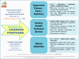Supervisor Trainee – Farm / Hatchery Poultry Health