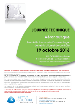 19 octobre 2016 - Institut de Soudure
