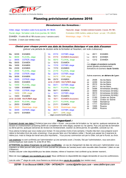 Planning prévisionnel automne 2016