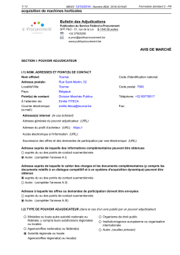 acquisition de machines horticoles Bulletin des Adjudications AVIS