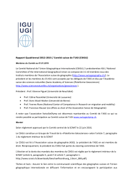 Rapport Quadriennal 2012-2015 / Comité suisse de l`UGI (CSIGU)