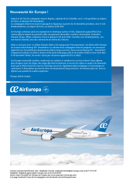 Nouveauté Air Europa - Selectour Afat Affaires