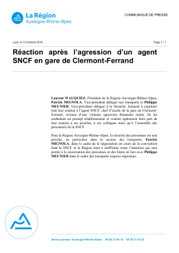 Réaction après l`agression d`un agent SNCF en gare de Clermont