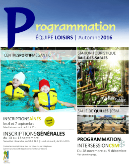 Programmation Centre sportif Mégantic - Ville Lac