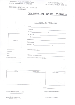 Imprimé de demande de Carte d`Identité Consulaire
