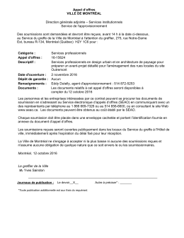 Appel d`offres VILLE DE MONTRÉAL Direction générale adjointe