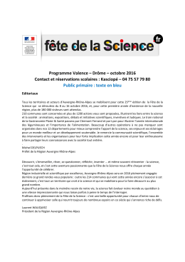 Programme Fête de la Science 2016 à Valence