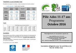 Pôle Ados 11-17 ans Programme Octobre 2016