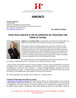 annonce - Hotel Association of Canada