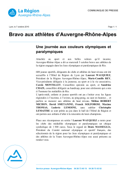 Bravo aux athlètes d`Auvergne-Rhône