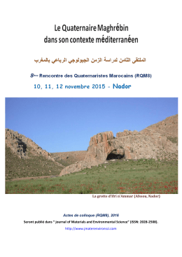 La grotte d`Ifri n`Ammar (Afssou, Nador) Actes de colloque (RQM8