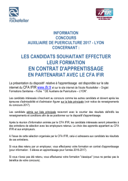 Informations APPRENTISSAGE