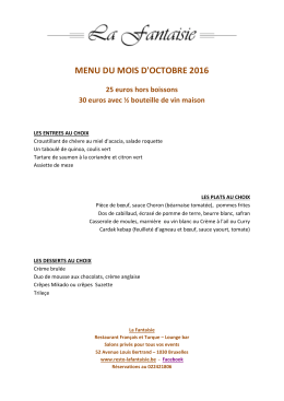 Menu du mois d`octobre - Restaurant La Fantaisie