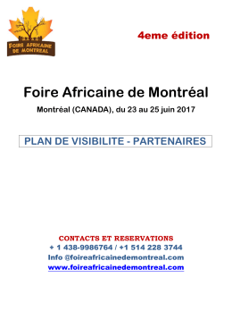 Plan de visibilité FAM 2017 - Foire Africaine de Montréal