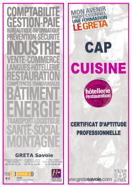 CAP Cuisine St Jean de Maurienne 04 79 59 80 09