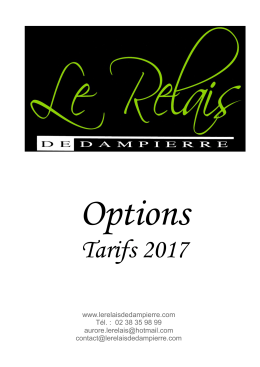 Tarifs 2017 - LE RELAIS DE DAMPIERRE
