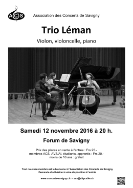 Trio Léman - Association des Concerts de Savigny