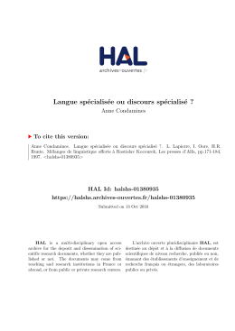 Langue spécialisée ou discours spécialisé - Hal-SHS