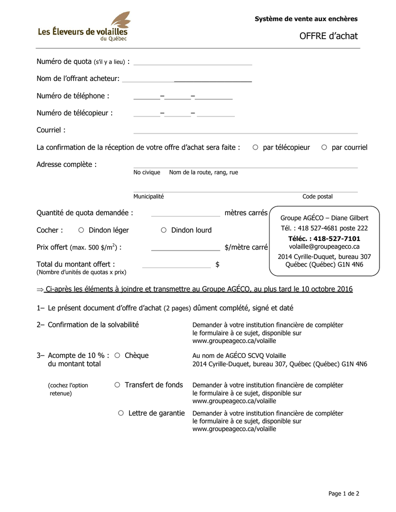 Ppt Formulaire Offre D Achat